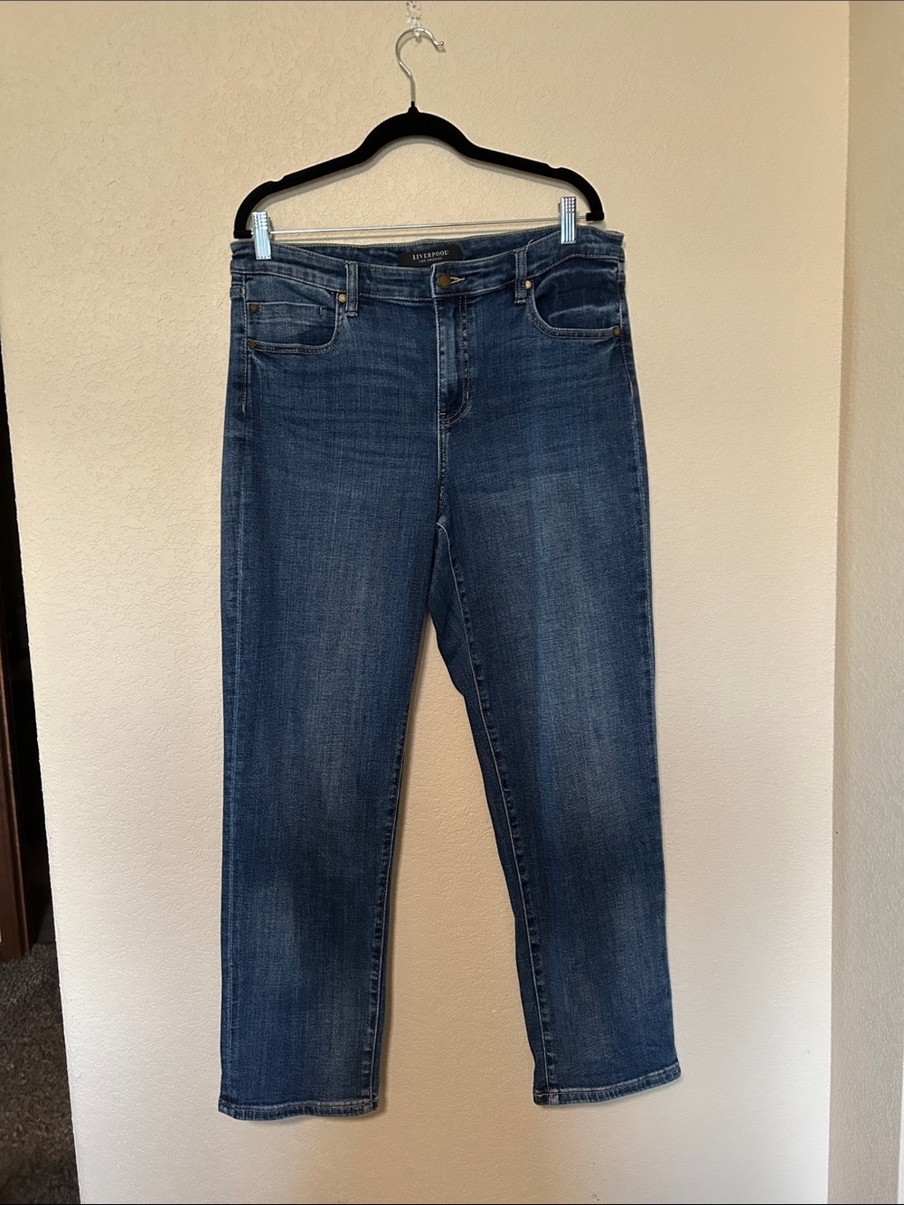Liverpool Los Angeles Women’s 14/32 Straight Leg Jeans Dark Wash Denim High Rise